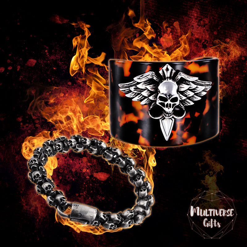 Skull Totem Bracelet, Inferno Skull Cuff - Value Bundle