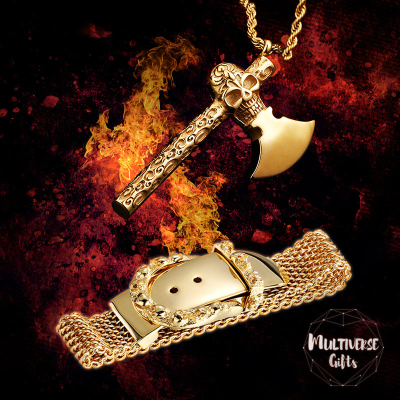 Skull Axe Pendant, Skull Armor Bracelet, Skull Armour