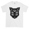black cat t-shirt men's white