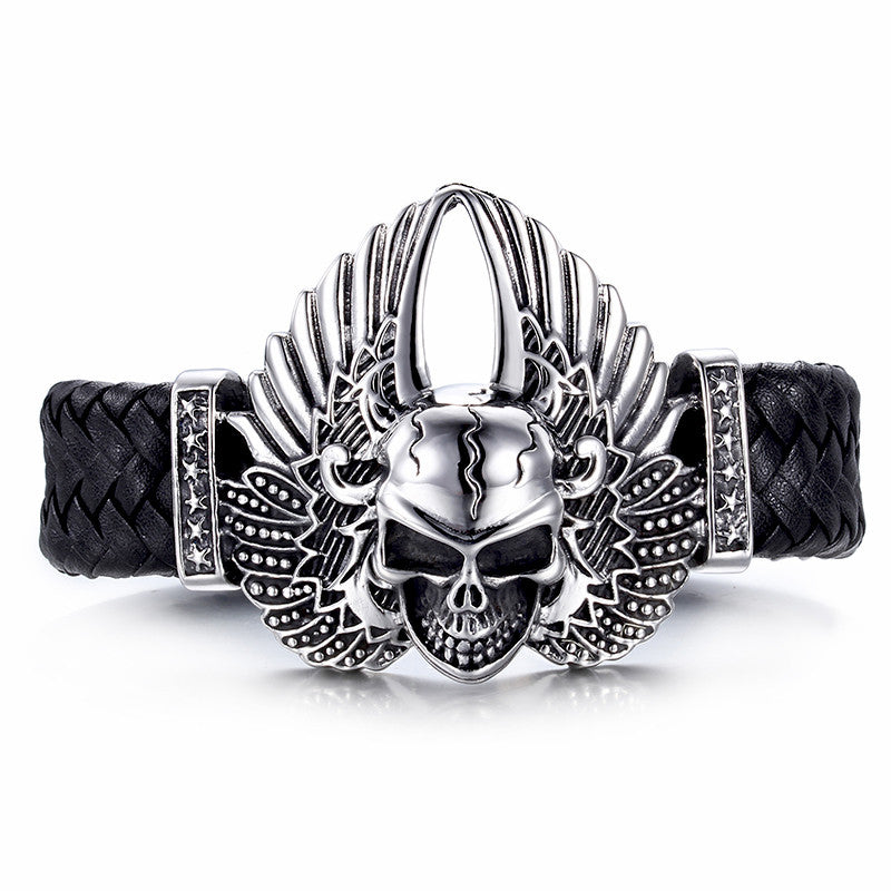 Voltaic Skull Leather Bracelet